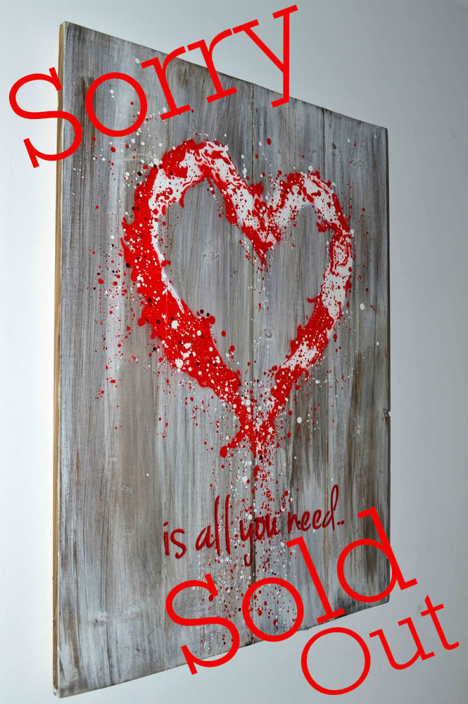 Image of "John Lennon was Right!" Reclaimed Wooden Boards Red