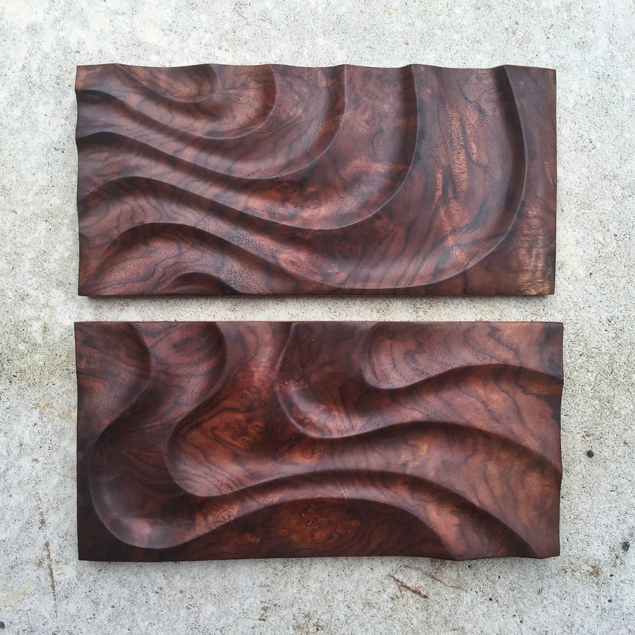 Image of Ebb and flow. Walnut burl wall hangings