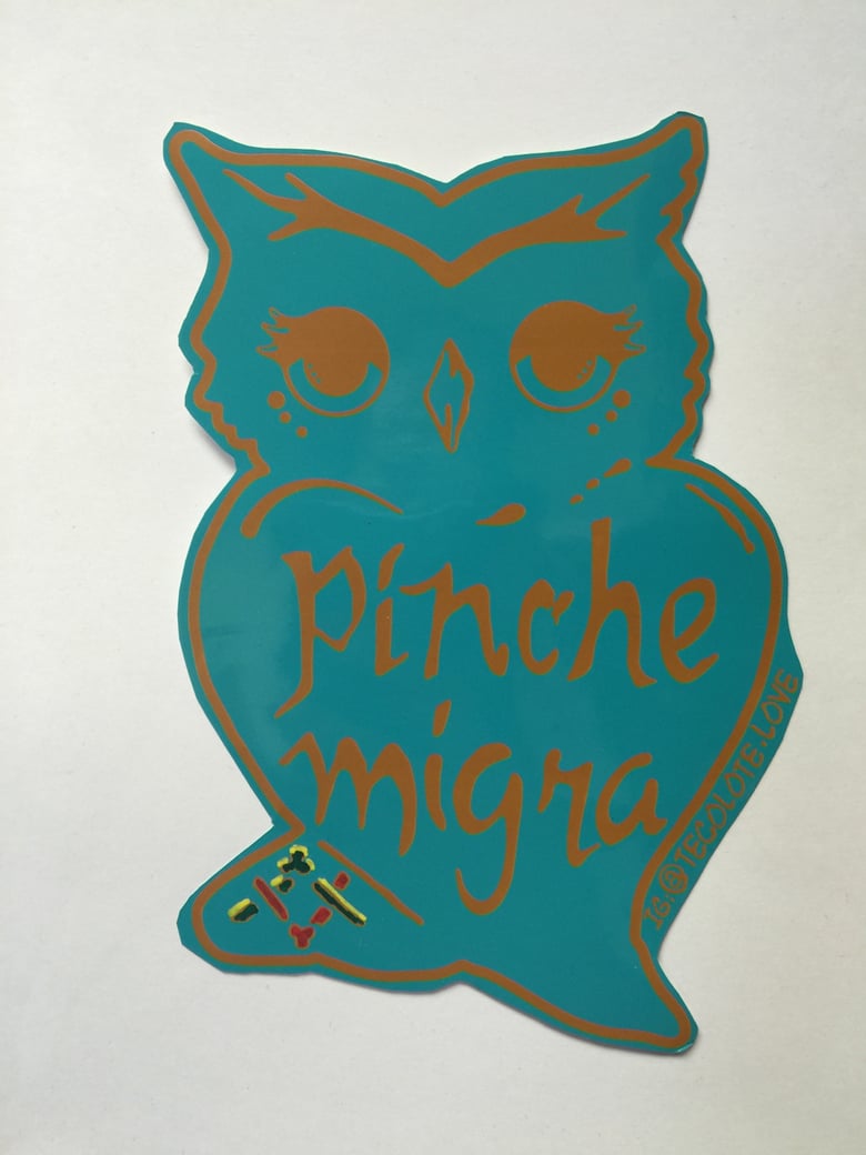 Image of Pinche Migra Turquoise and Orange - Large