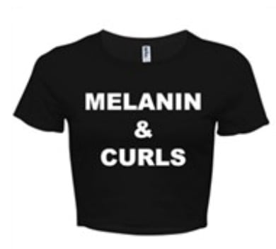Image of MELANIN & CURLS BLACK/WHITE CROP TOP