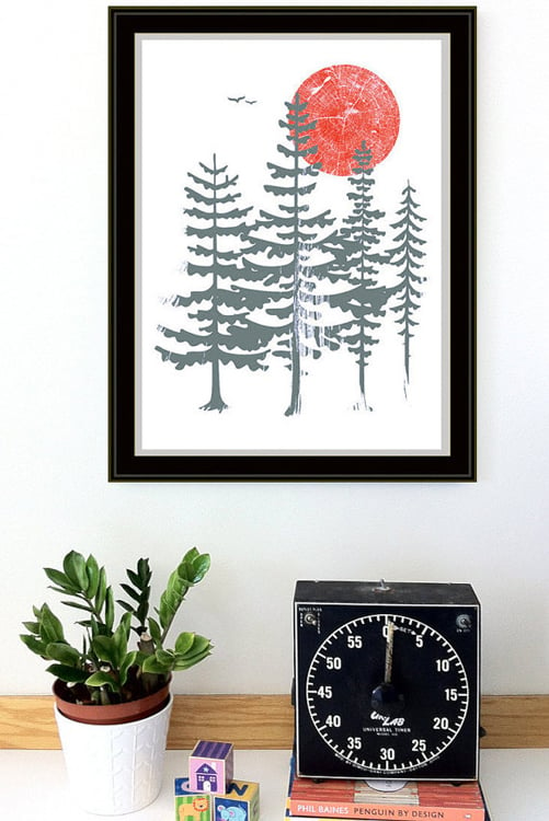 Image of Evergreen Trees Silkscreen Art Print