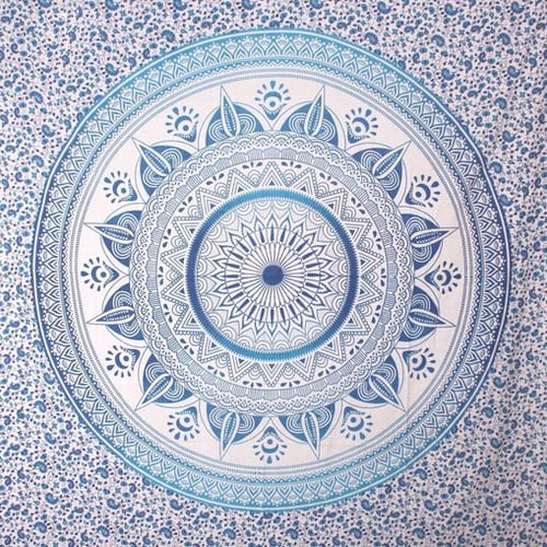 Image of Blue Sun Mandala Throw or Throw Set from