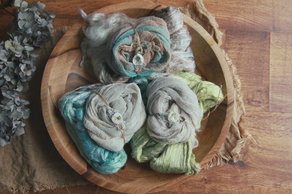 Image of Hand dyed silk, cheesecloth wrap & tieback set