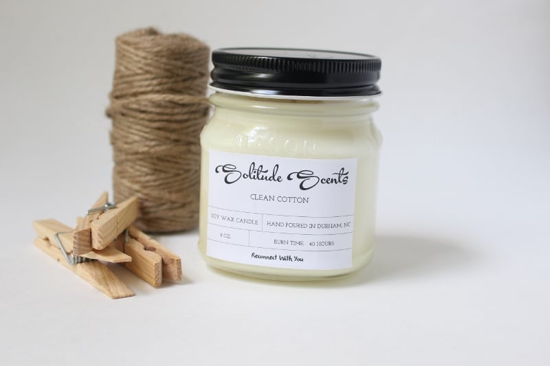 Image of 8 oz. Clean Cotton Soy Wax Mason Jar Candle