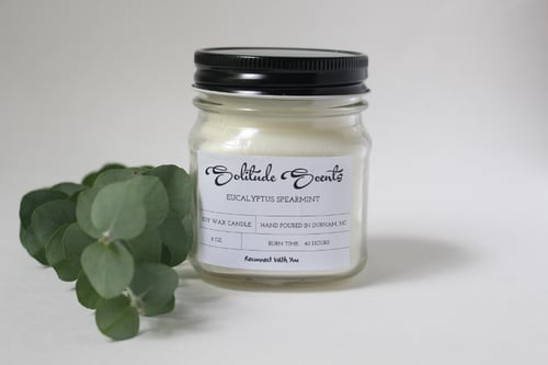 Image of 8 oz. Eucalyptus Spearmint Soy Wax Mason Jar Candle