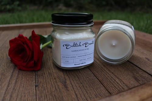 Image of 8 oz. Sandalwood Rose Soy Wax Mason Jar Candle