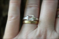 Image 3 of thin 14k woodgrain wedding band 