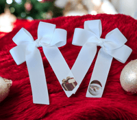 Image 2 of 4" bows with christmas print