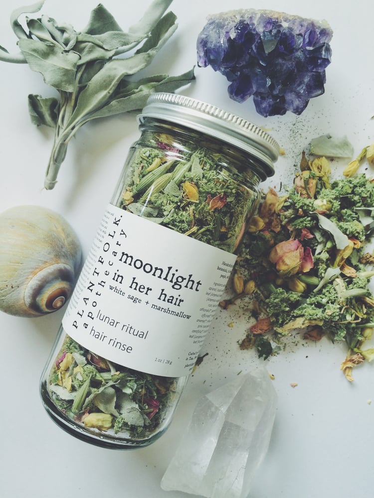 Image of Moonlight in her Hair {mugwort + marshmallow} lunar ritual hair rinse