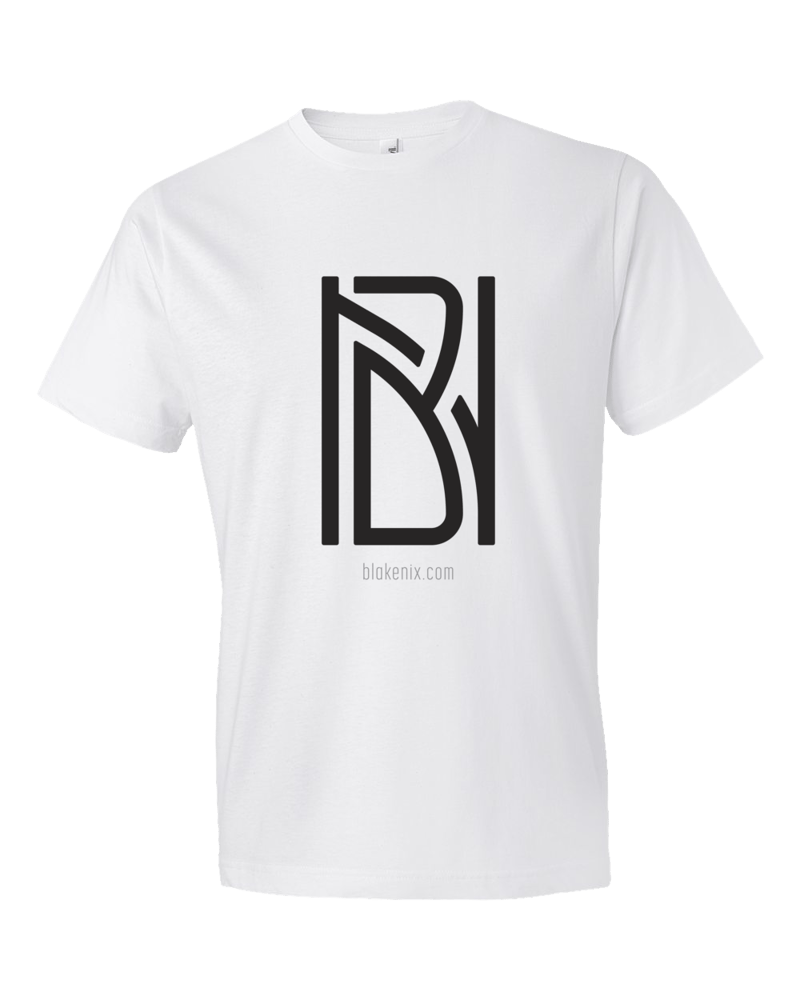 Image of Men's white t-shirt with Blake Nix logo