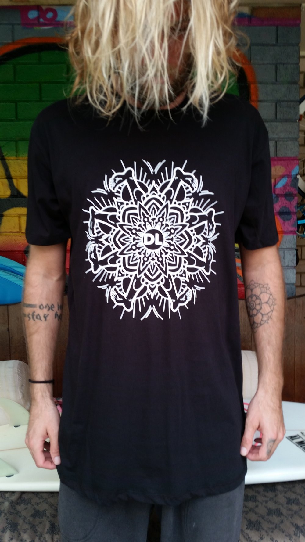 Image of Drop legs 'Mandala' tee (black and white mens and womens)
