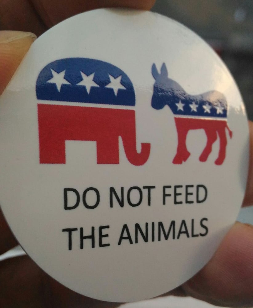 Image of DO NOT FEED THE ANIMALS round vinyl color sticker