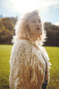 Image 5 of perth merino wool hand knit cardigan (shown in natural w/ fringe)