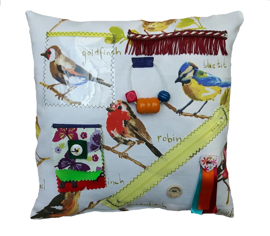Image of Garden Birds Sensory activity cushion - Dementia aid
