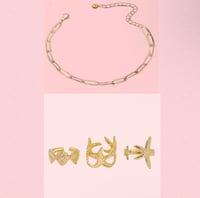 Gold chain bracelets/ 18k gold plated rings