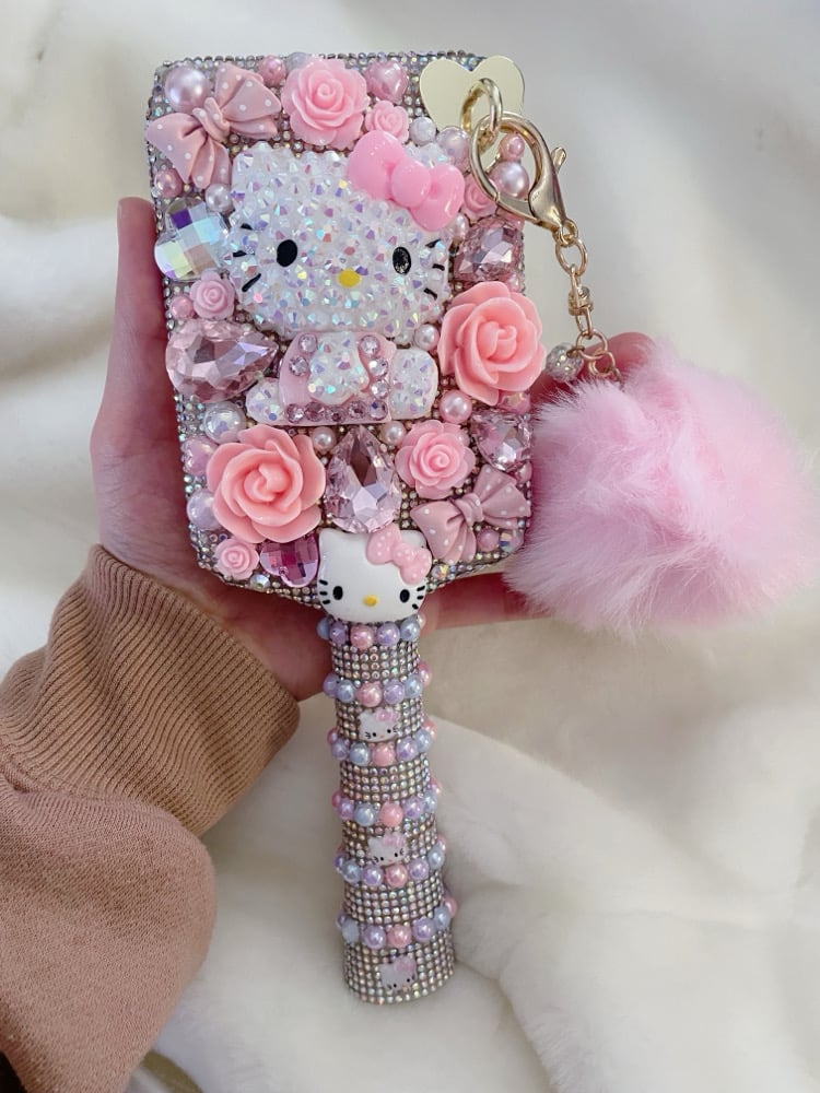 Pink kitty bling paddle hairbrush p