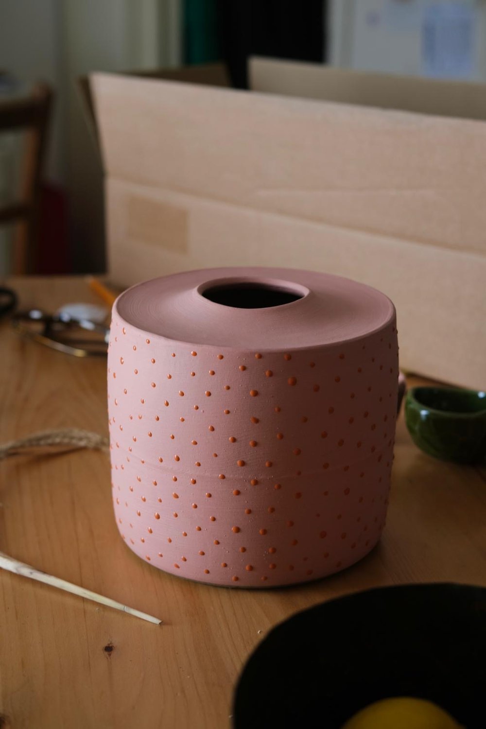 Image of Pink Spotty Thrown Vase