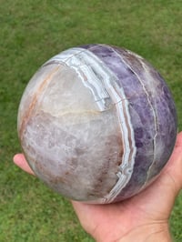 Image 11 of Large Amethyst With Mexican Lace Agate Sphere Statement Piece #449