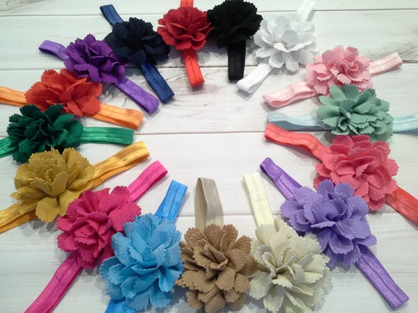 Image of ROCK BOTTOM BLOWOUT SALE Fabric Flower Emmie May Headband-16 color choices