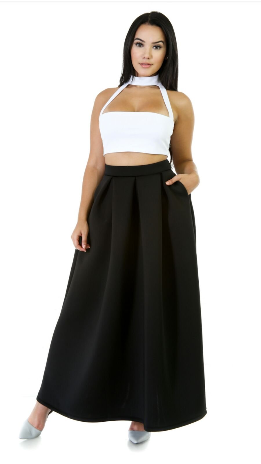 Puffy long black outlet skirt