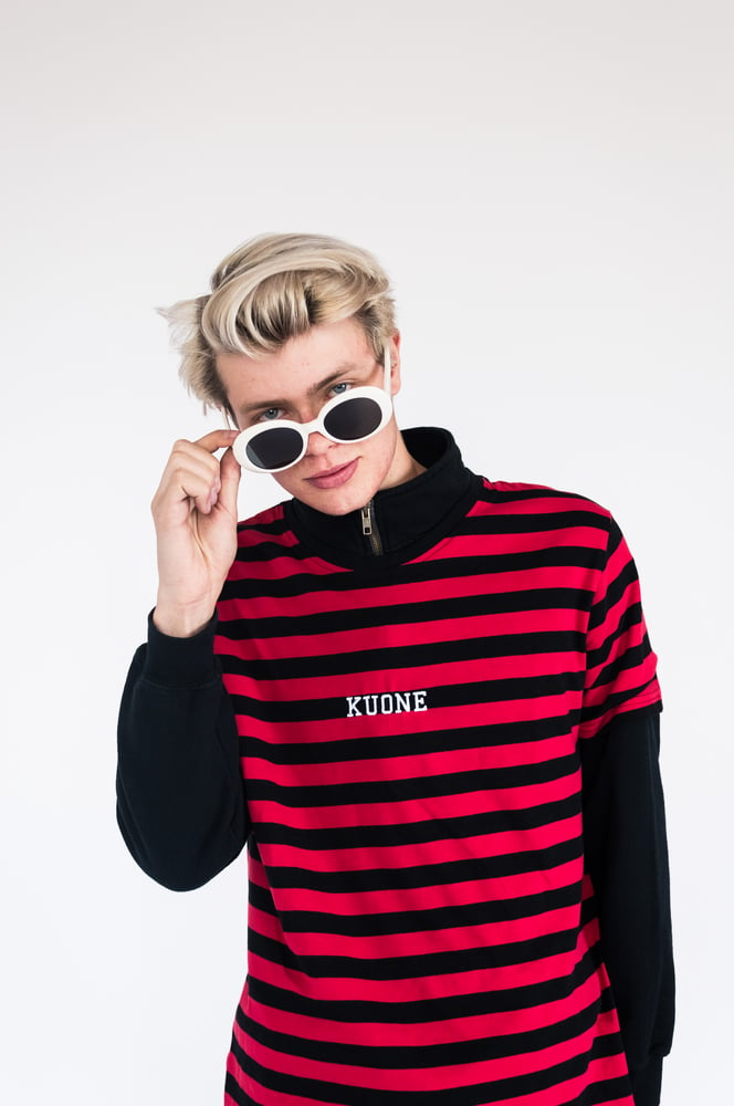 Image of College Striped Black&Red Tee