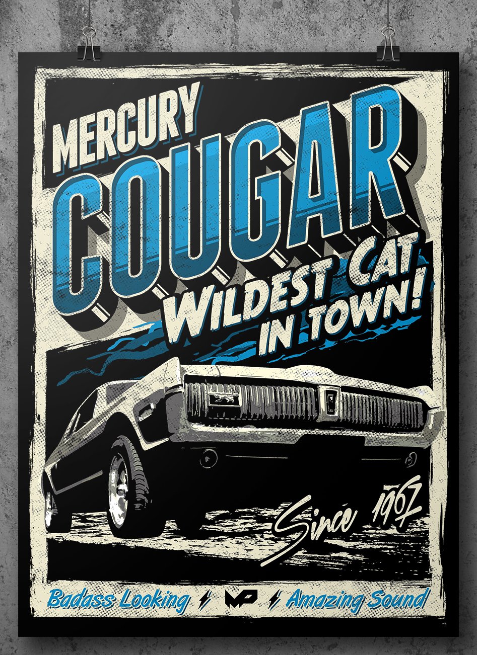 Image of Cougar Poster / Blue