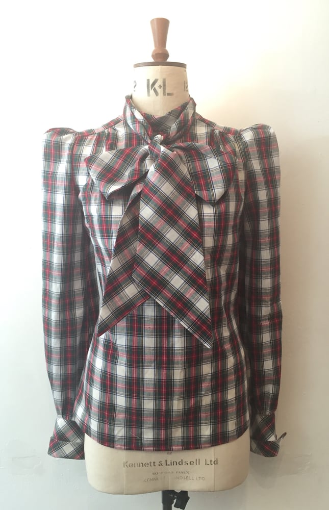 Image of Tartan tie neck shirt