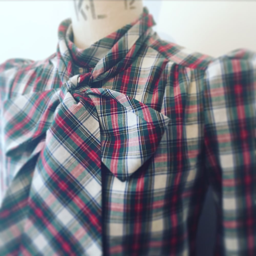 Image of Tartan tie neck shirt