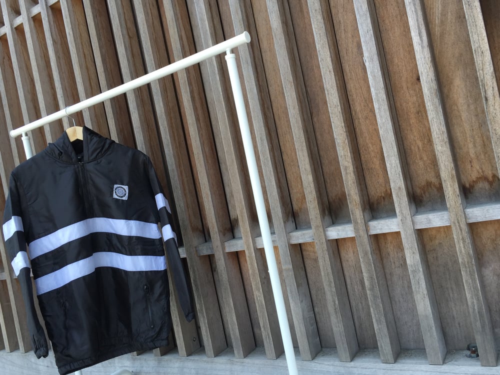 Image of Black & White Striped Windbreaker