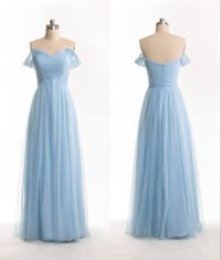Image 1 of Simple Handmade Sweetheart Off Shoulder Prom Dresses, Blue Formal Dresses