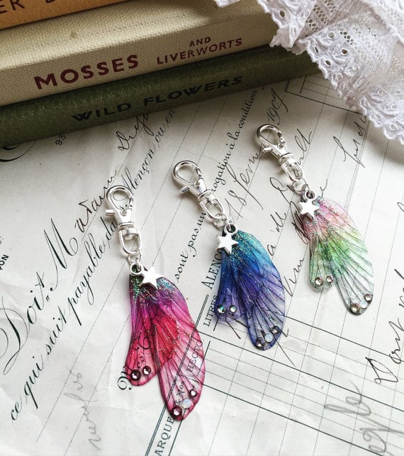 Image of Small Magical Rainbow wings key ring
