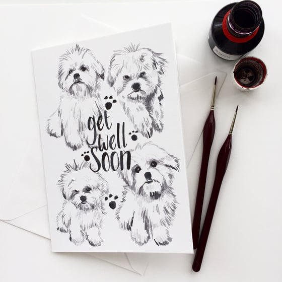 Image of Get well soon puppy card