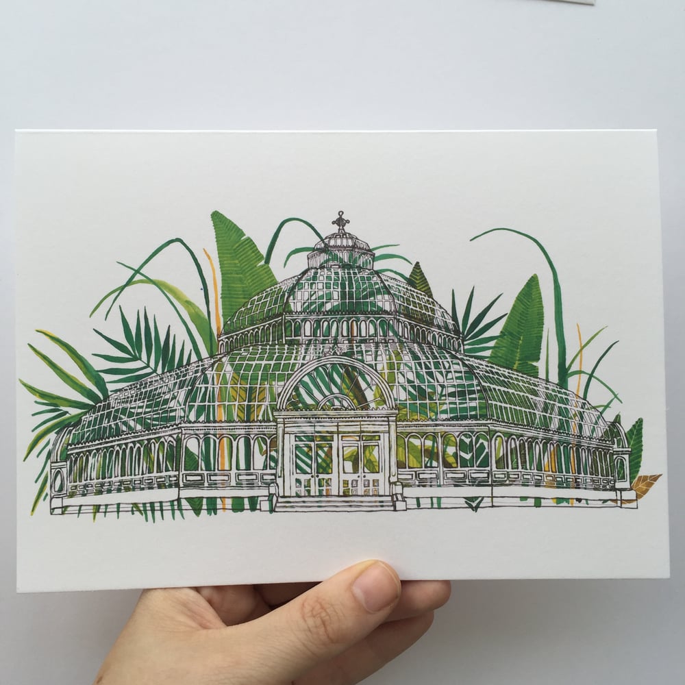 Image of Watercolour Palm house greeting card