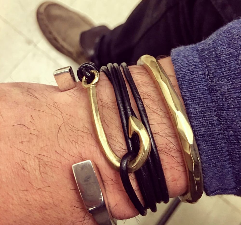 Image of Fishhook Wrap Leather Bracelet