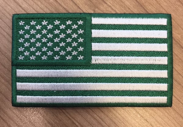 Image of Green and White Flag Patch