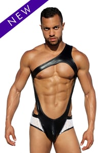 Image 1 of HOT ONE SHOULDER HARNESS SINGLET (WHITE)