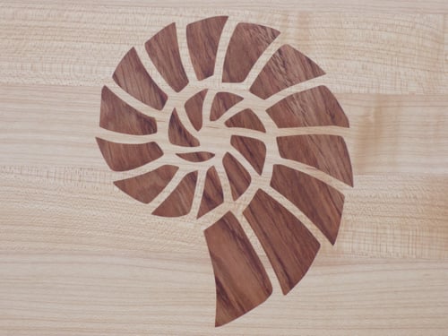 Image of Large Maple Cutting Board with Mahogany Seashell Inlay