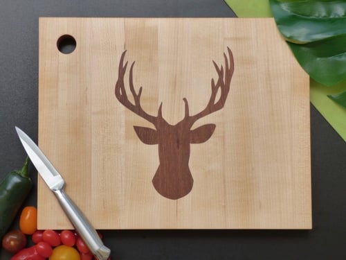 Image of Cutting Board with Deer Antler Inlay Design