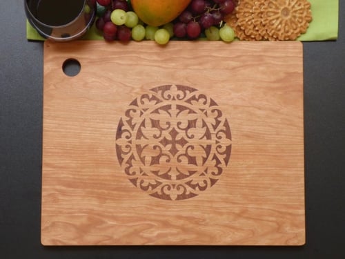 Image of Special Edition Serving Board with Intricate Mandala Inlay