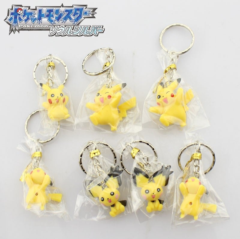 Image of 7pcs Cartoon Pokemon Anime Pikachu Style Key Ring Keychain Cartoon Keyring PVC Figure Toy Dolls