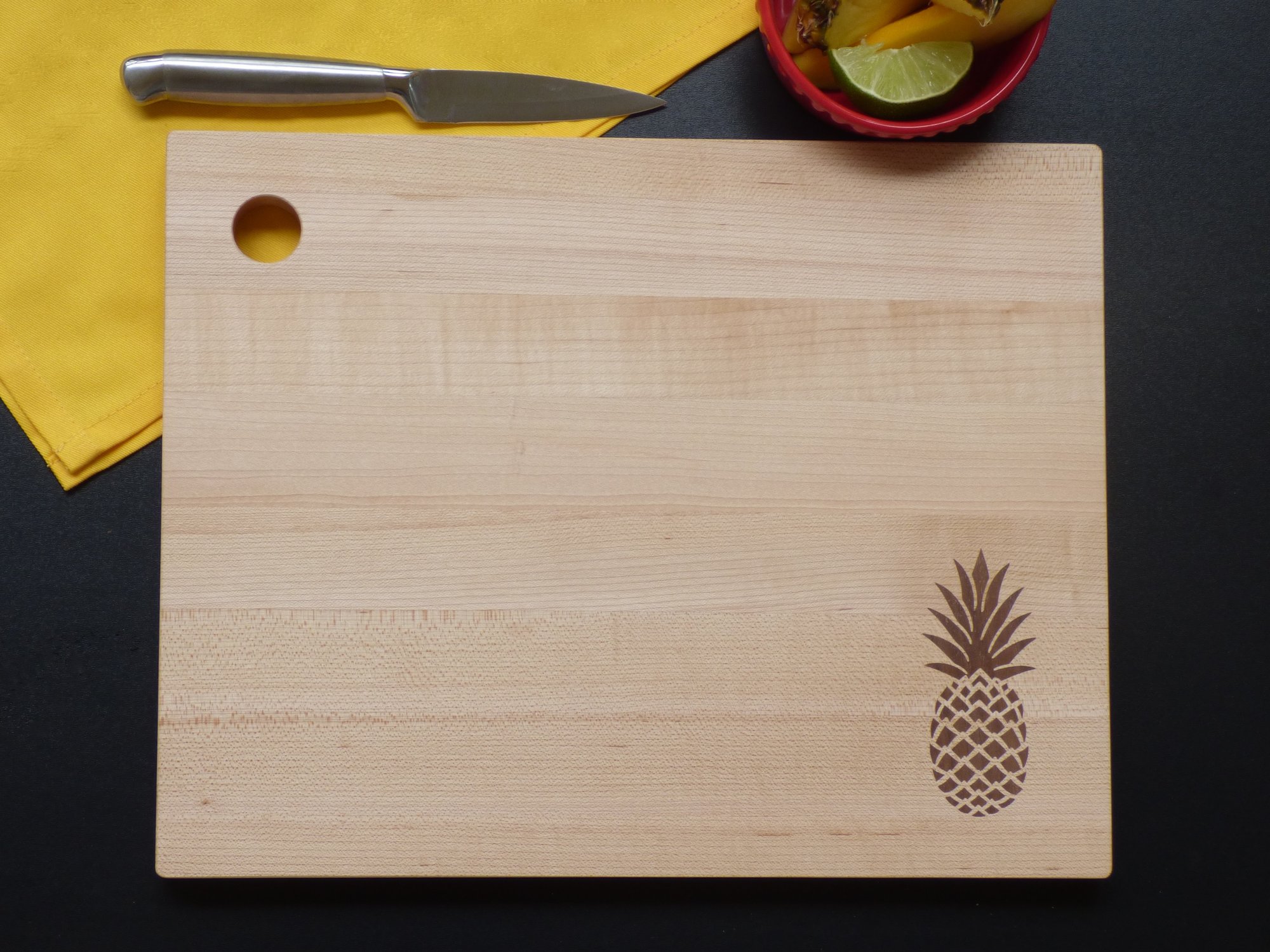 Cutting Board with Tropical Pineapple Inlay Design