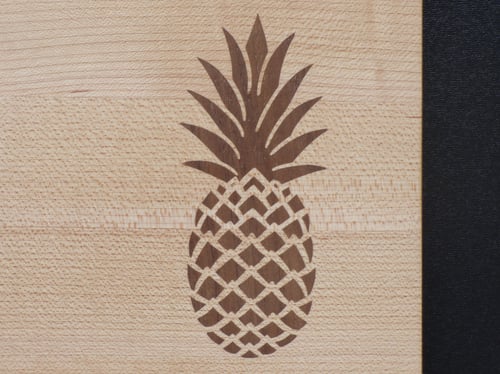 Image of Cutting Board with Pineapple Wood Inlay Design