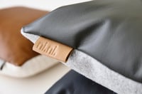 Image 2 of Leather Tab Cushion Cover - Grey Lumbar