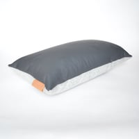 Image 3 of Leather Tab Cushion Cover - Grey Lumbar