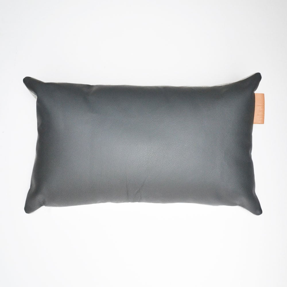 Image of Leather Tab Cushion Cover - Grey Lumbar