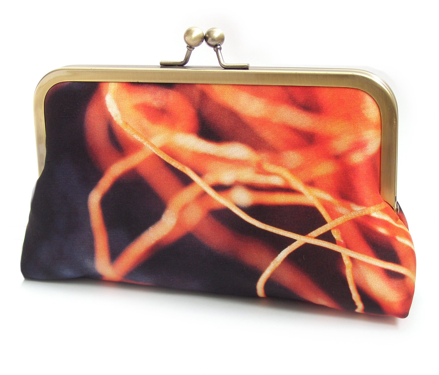 navy and orange clutch bag