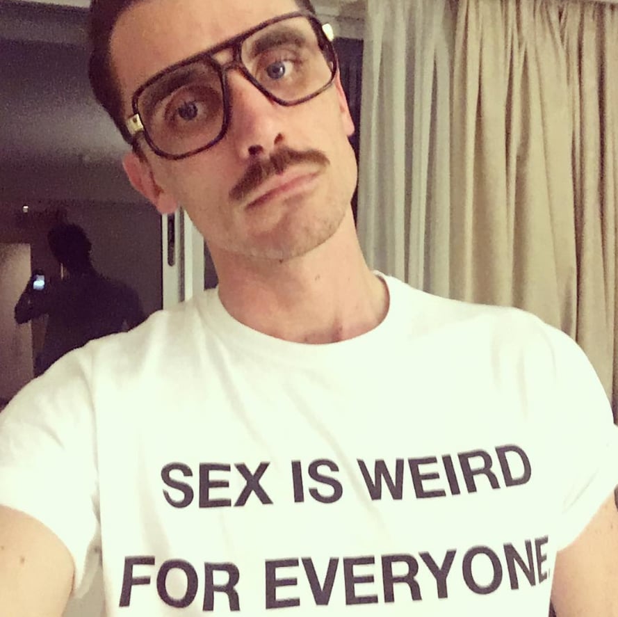 Image of 'SEX IS WEIRD FOR EVERYONE' tee - white w/ black text