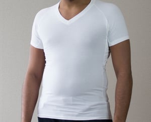 Image of White Unisex V-Neck Short Sleeve