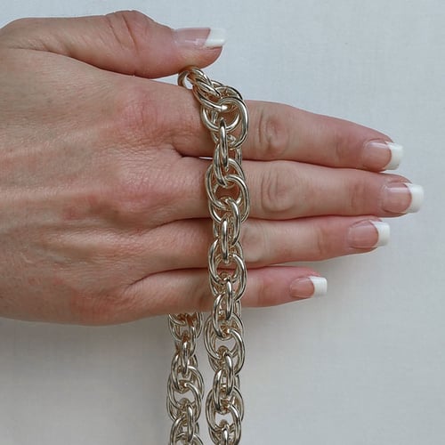 Image of NICKEL Chain Luxury Strap - Prince of Wales Chain - 1/2" (14mm) Wide - Your Choice of Length & Hooks
