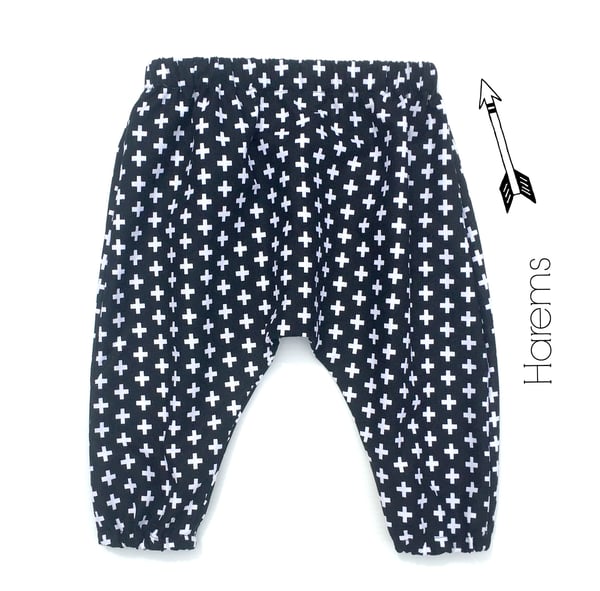 Image of Harem Pants - Black Swiss Cross